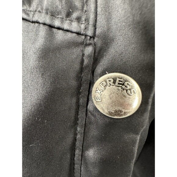 Y2K jacket zip Fur Hood Puffer Jacket XS Crop Bomber Black Down Express - Picture 5 of 14